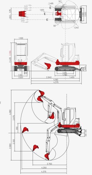 Minibagger Takeuchi 2,5t - Mietgebühr